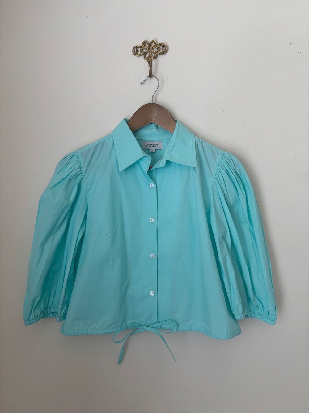 Olivia James the Label Lagoon Margot Drawstring Top XS Coastal Summer